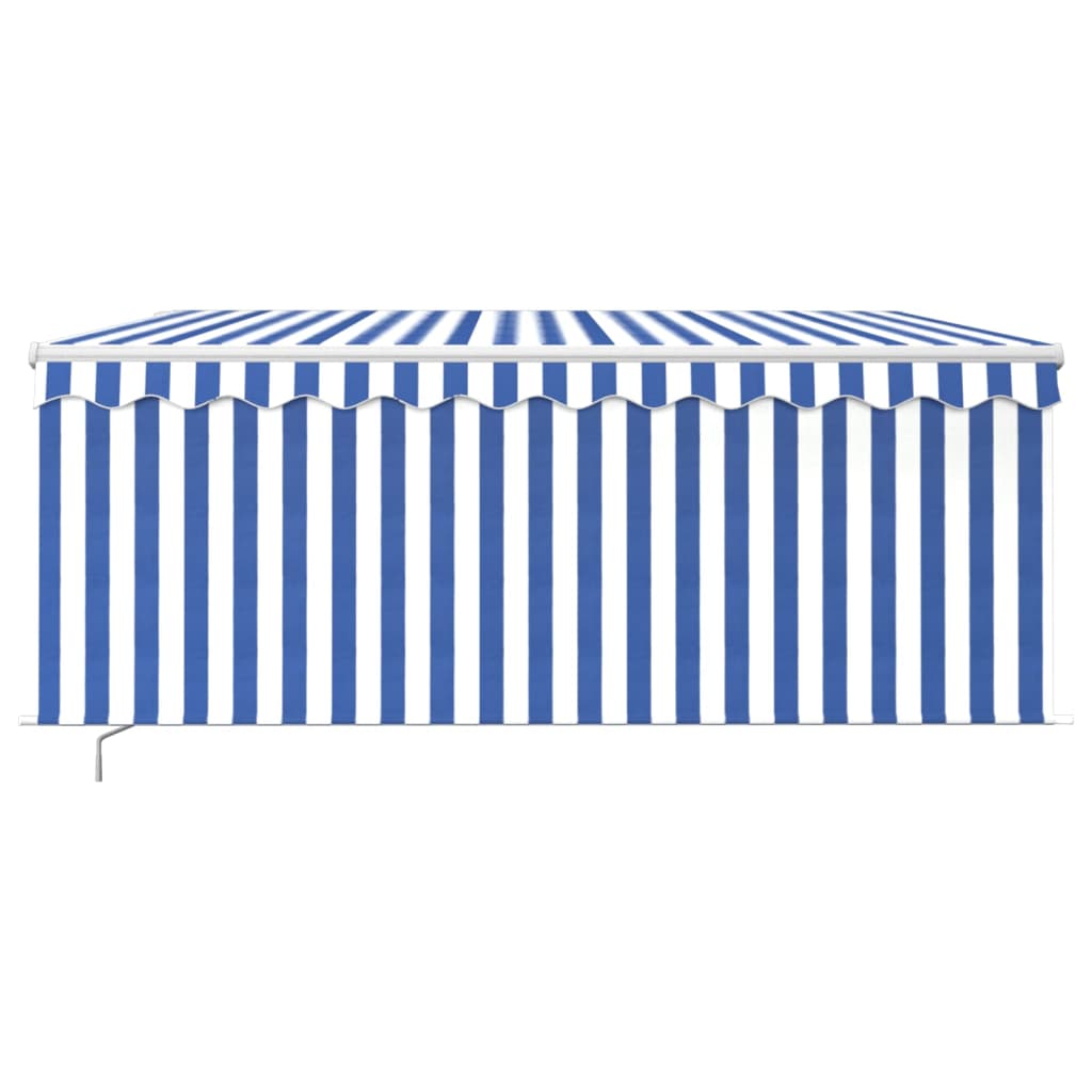 vidaXL Luifel handmatig uittrekbaar rolgordijn LED 3x2,5 m blauw wit afbeelding