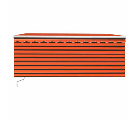 vidaXL Markis manuellt infällbar m. rullgardin LED 3x2,5 m orange/brun