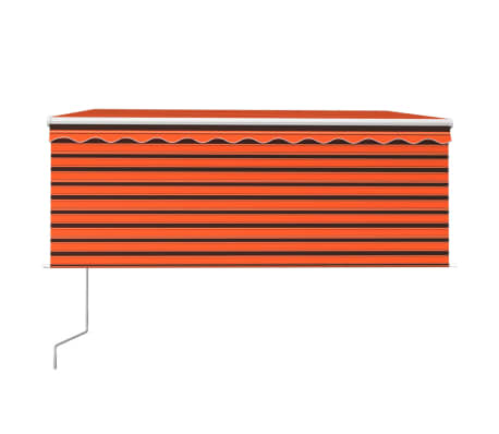 vidaXL Markizė su uždanga/LED/vėjo jutikliu, oranžinė/ruda, 3x2,5m