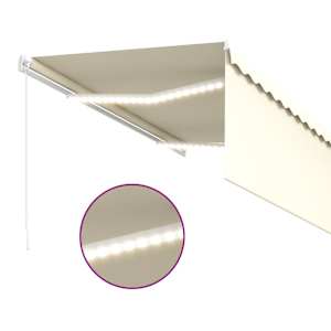 Ročno zložljiva tenda s senčilom LED 3,5x2,5 m krem - slika 5
