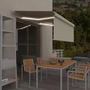 Ručně zatahovací markýza s roletou a LED 3,5 x 2,5 m krémová - obrázek 1