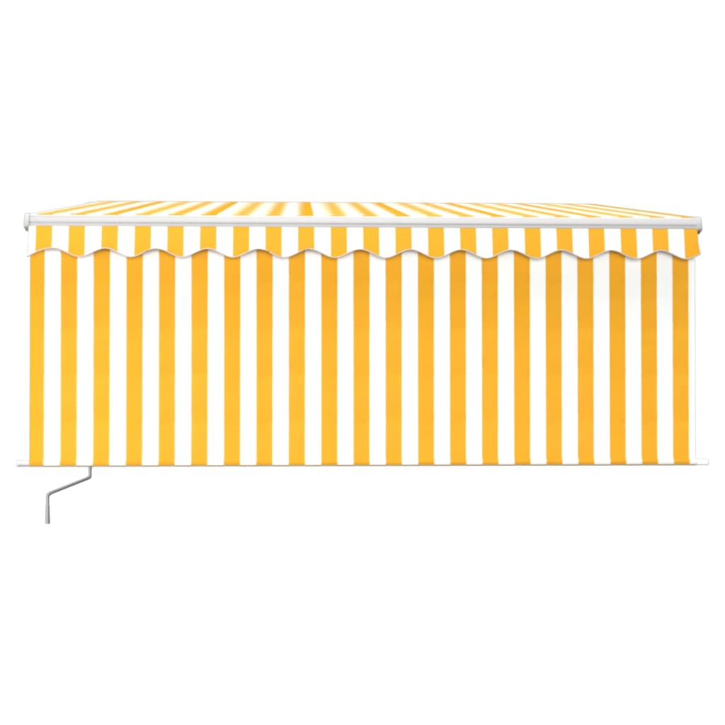 vidaXL Manual Retractable Awning with Blind&LED 3.5x2.5m Yellow&White