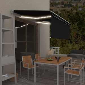 Ručně zatahovací markýza s roletou a LED 3,5x2,5 m antracitová - obrázek 1