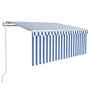 Avtomatska tenda s senčilom LED + senzor 3,5x2,5 m modra/bela - slika 2