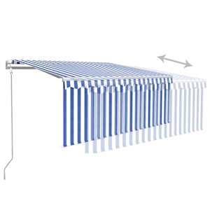 Avtomatska tenda s senčilom LED + senzor 3,5x2,5 m modra/bela - slika 4