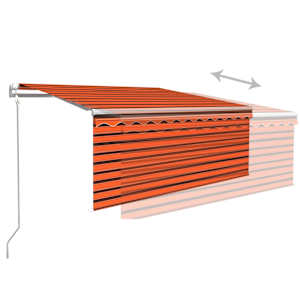 Avtomatska tenda s senčilom LED + senzor 3,5x2,5m oranžna/rjava - slika 4