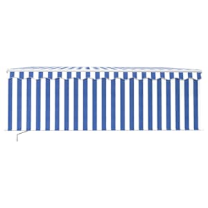 vidaXL Toldo retr&aacute;ctil manual con persiana azul y blanco 4x3 m