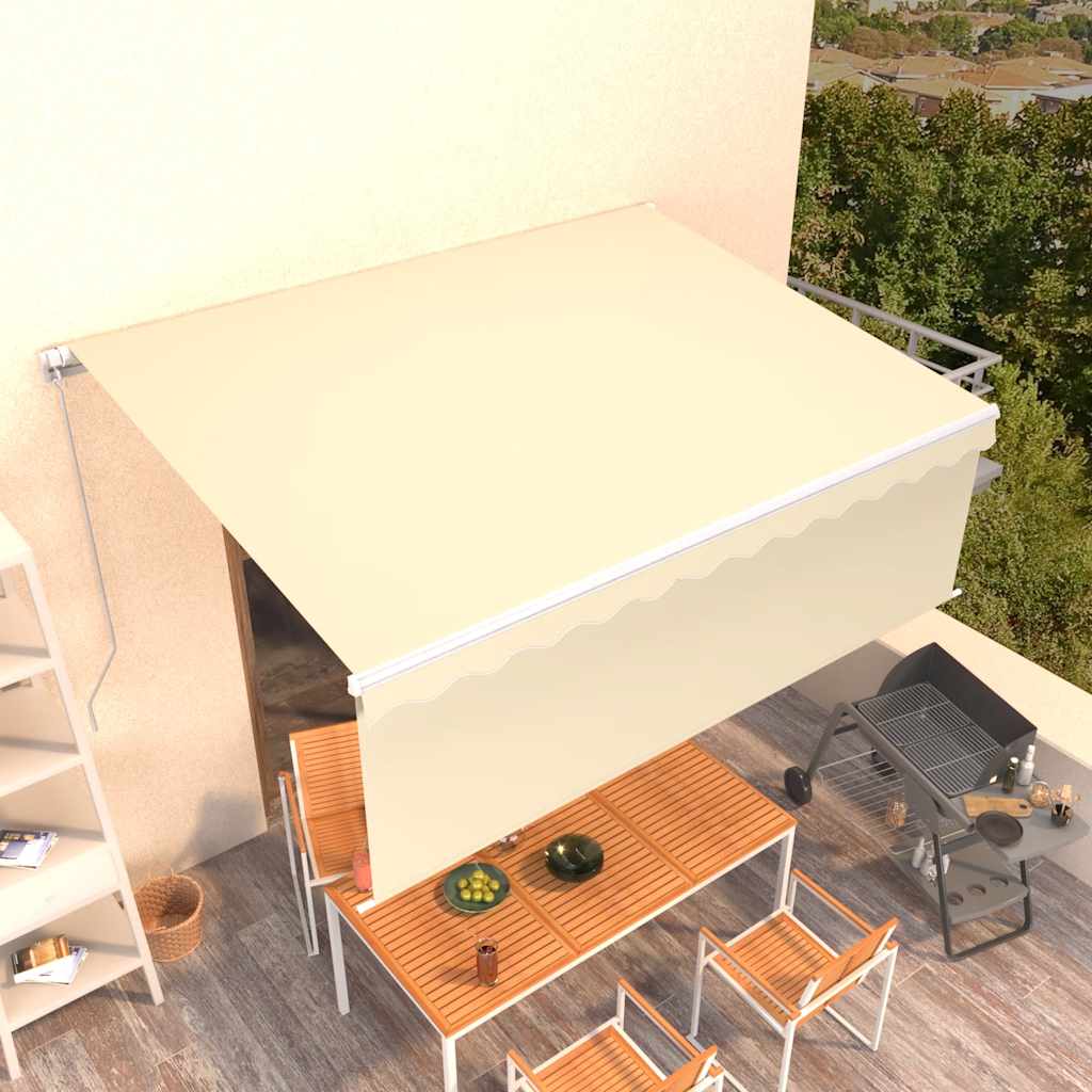 vidaXL Markise Manuell Einziehbar mit Rollo 4x3 m Creme