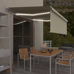 Ručně zatahovací markýza s roletou a LED 4 x 3 m krémová - obrázek 1