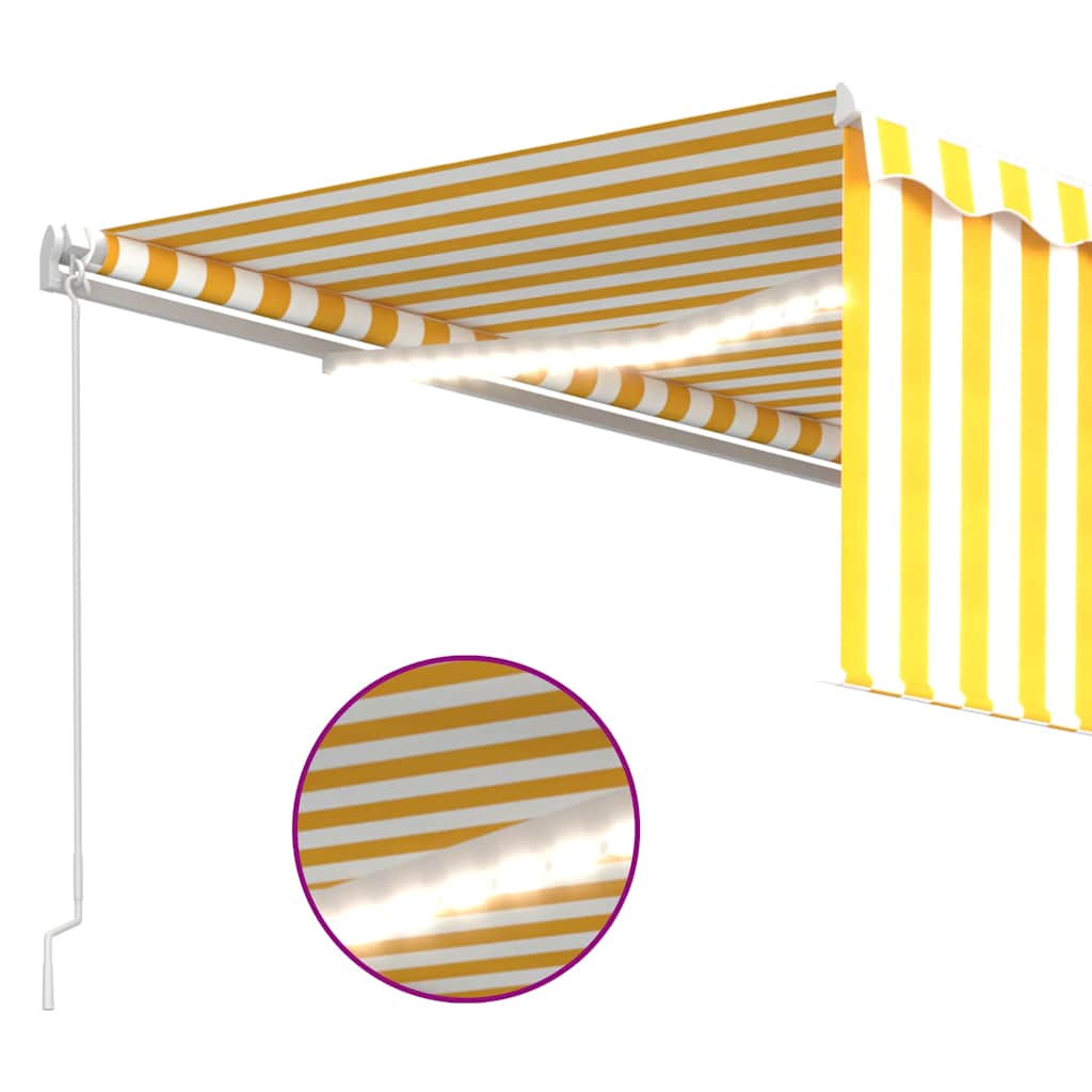 Auvent acheter Manuel Rétractable avec Store et LED 4x3 m Orange Marron Banne vidaXL
