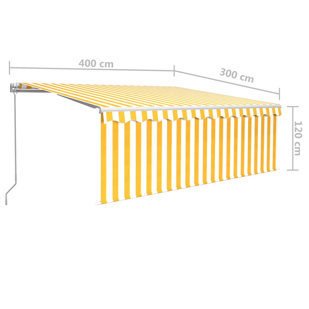 Auvent économies Manuel Rétractable avec Store et LED 4x3 m Orange Marron Banne vidaXL