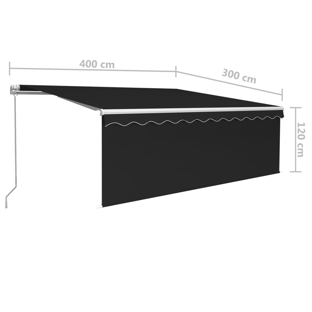 Auvent Manuel Rétractable avec Store et LED 4x3 officiel m Orange Marron Banne vidaXL