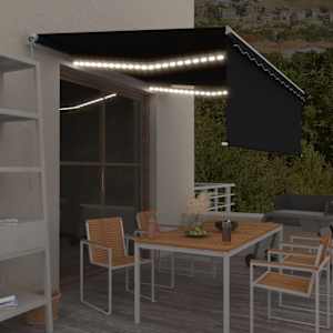 Ručně zatahovací markýza s roletou a LED 4 x 3 m antracitová - obrázek 1