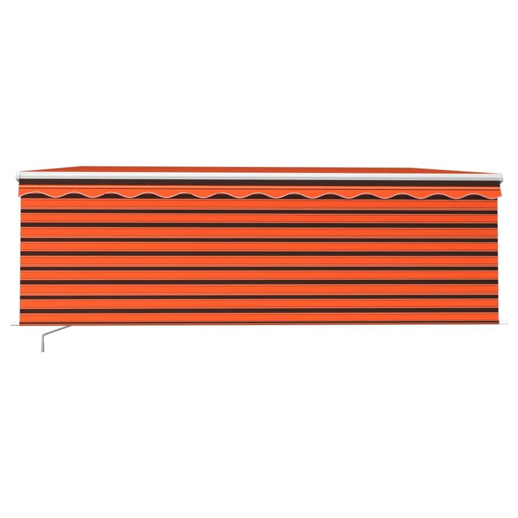 Auvent Manuel Rétractable avec Store et LED 4x3 m Orange Marron Banne mode vidaXL