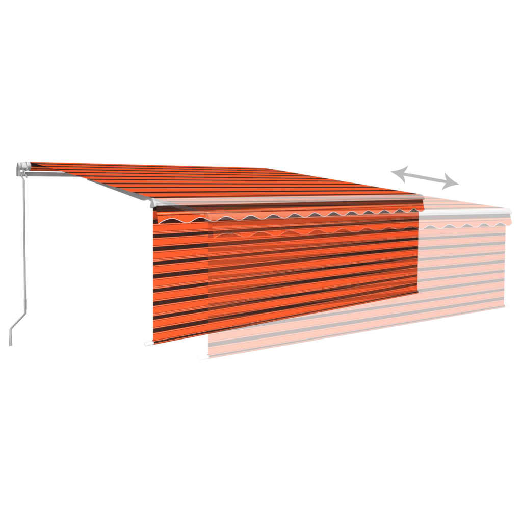 Auvent Manuel Rétractable avec Store et LED 4x3 m Orange Marron Banne mode vidaXL