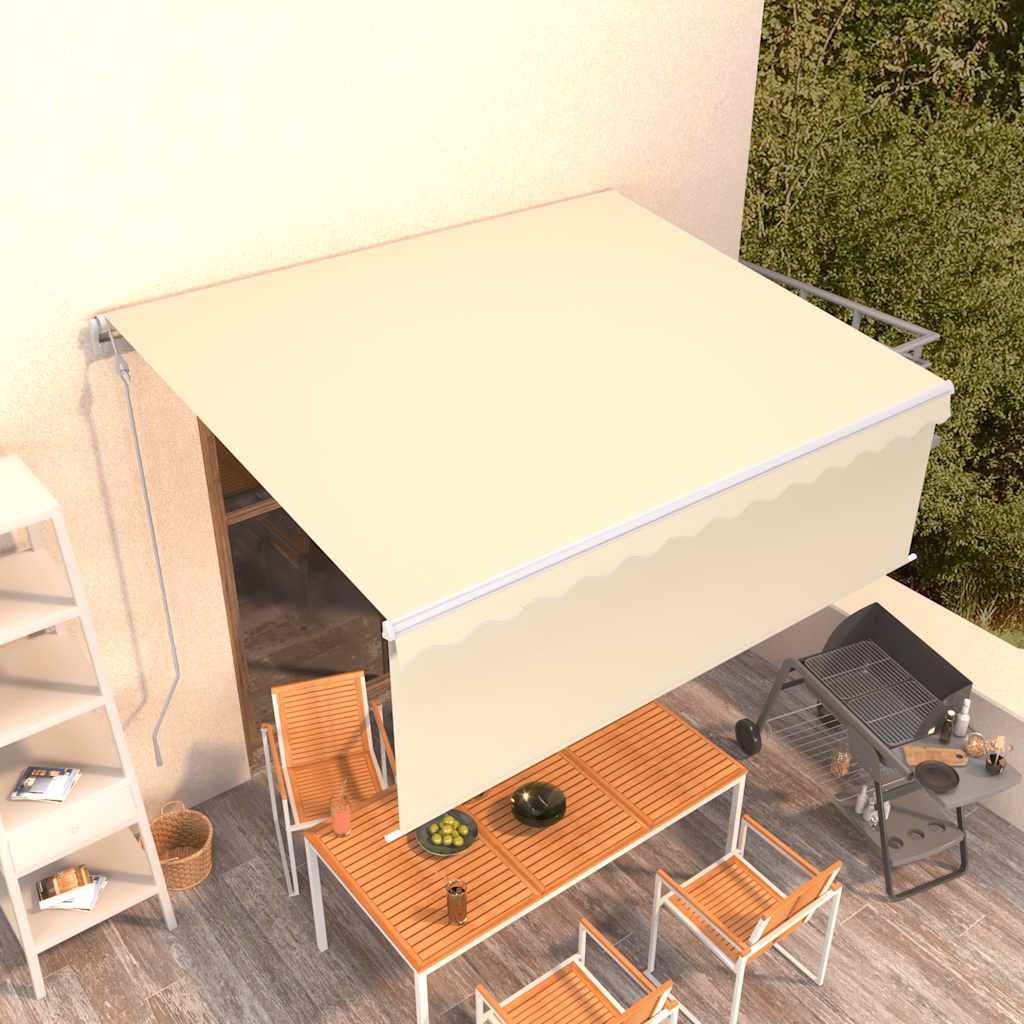 vidaXL Markise Automatisch Einziehbar mit Volant 4x3 m Creme