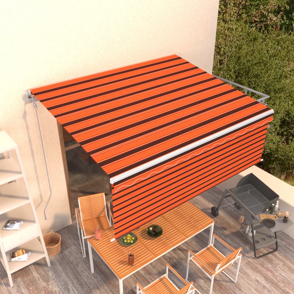 Tenda Retrattile Automatica con Parasole 4x3 m Arancio Marrone