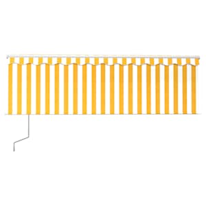 vidaXL Markise Automatisch mit Rollo LED Windsensor 4x3m Gelb Weiß