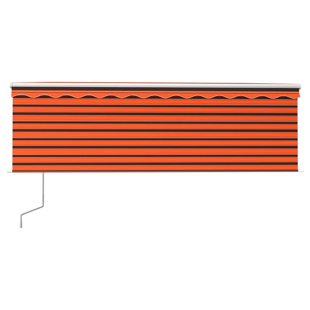 

vidaXL Luifel met rolgordijn, LED en windsensor 4x3 m oranje en bruin