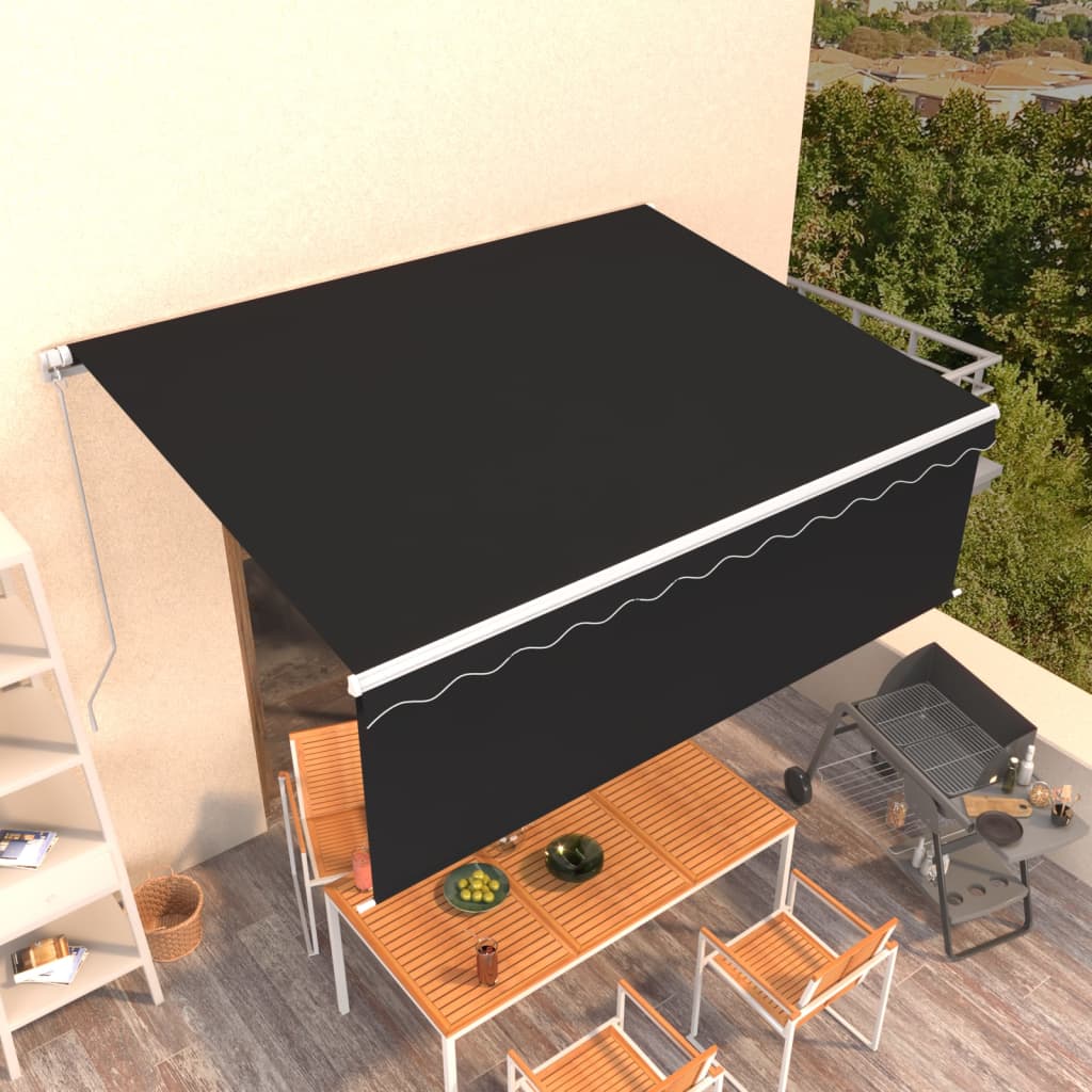 vidaXL Copertină retractabilă manual cu stor, antracit, 4,5x3 m