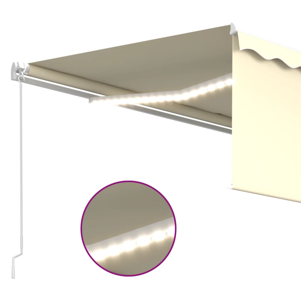 Auvent Manuel Rétractable avec Store et LED 4x3 m Orange Marron Banne mode vidaXL