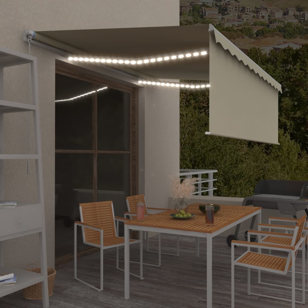 Auvent Manuel Rétractable avec Store et LED 4x3 m Orange Marron Banne vidaXL collections