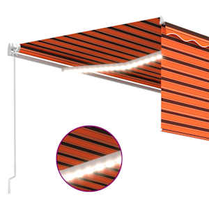 Ručně zatahovací markýza s roletou a LED 4,5x3 m oranžovo-hnědá - obrázek 5
