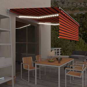 Ručně zatahovací markýza s roletou a LED 4,5x3 m oranžovo-hnědá - obrázek 1