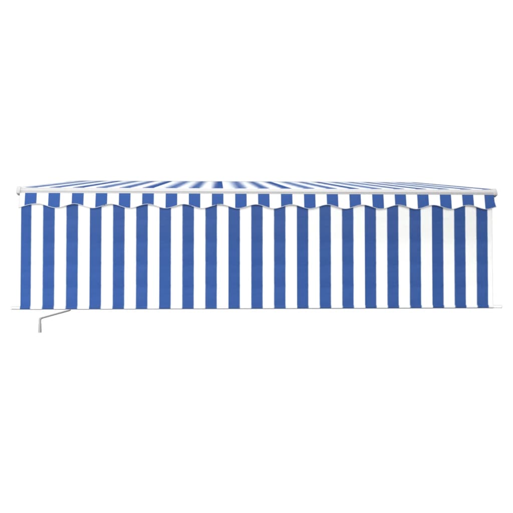 vidaXL Manual Retractable Awning with Blind 5x3m Blue&White