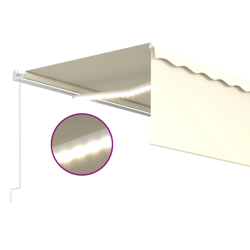 Auvent Manuel Rétractable liquidation avec Store et LED 4x3 m Orange Marron Banne vidaXL