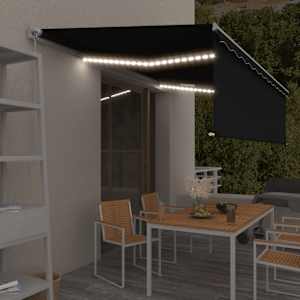 Ručně zatahovací markýza s roletou a LED 5 x 3 m antracitová