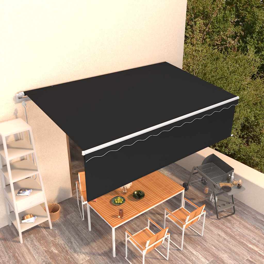 vidaXL Copertină retractabilă automat cu stor, antracit, 5x3 m