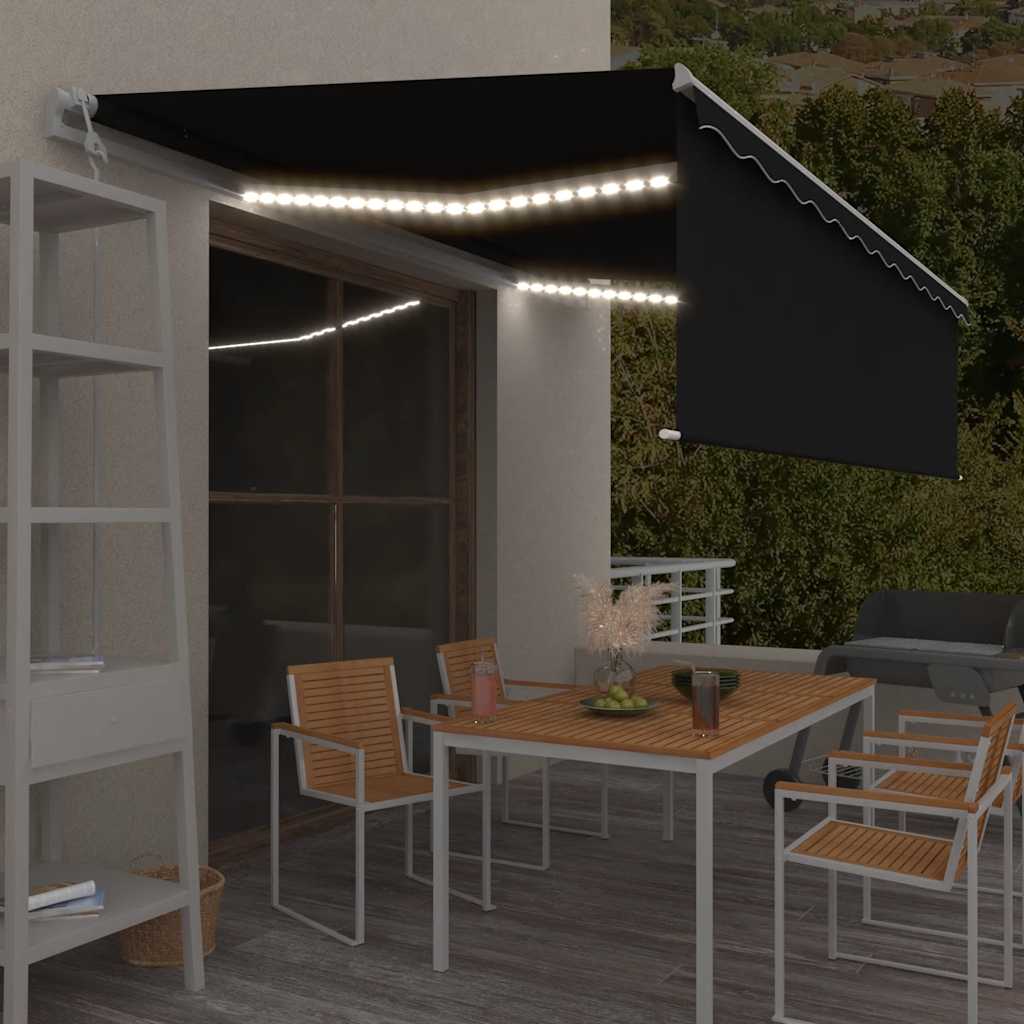 vidaXL Markise Automatisch mit Rollo LED Windsensor 5x3m Anthrazit