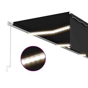 Ručně zatahovací markýza s roletou a LED 6 x 3 m antracitová - obrázek 5