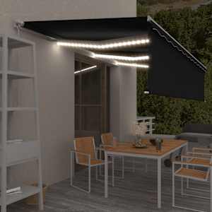 Ročno zložljiva tenda s senčilom LED 6x3 m antracitna
