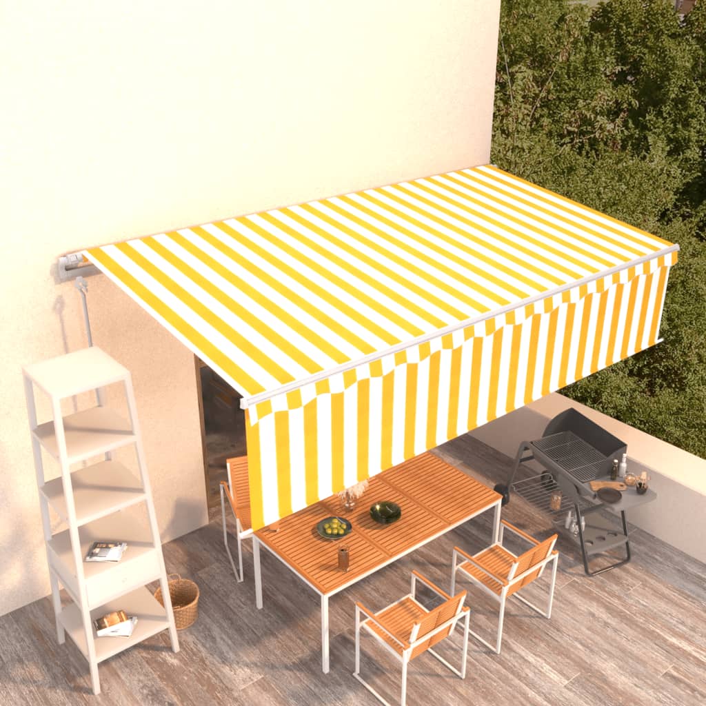 vidaXL Auvent automatique rétractable avec store 6x3 m Jaune et blanc