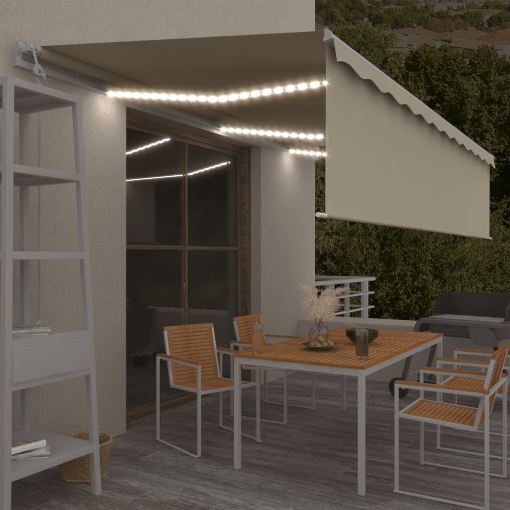 vidaXL Markise Automatisch mit Rollo LED Windsensor 6x3 m Creme