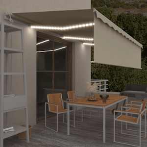 Avtomatska tenda s senčilom LED + senzor 6x3 m krem