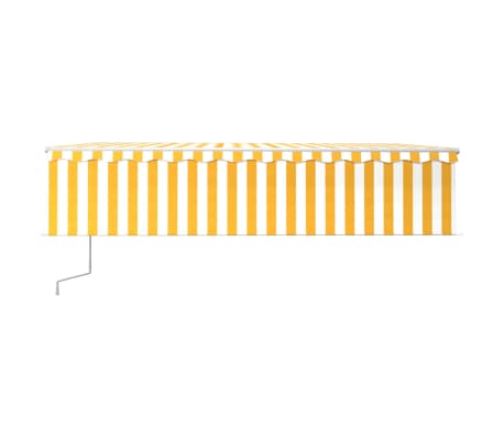 vidaXL Τέντα Αυτόματη με Σκίαστρο/LED/Αισθ. Ανέμου Κίτρινο/Λευκό 6x3 μ