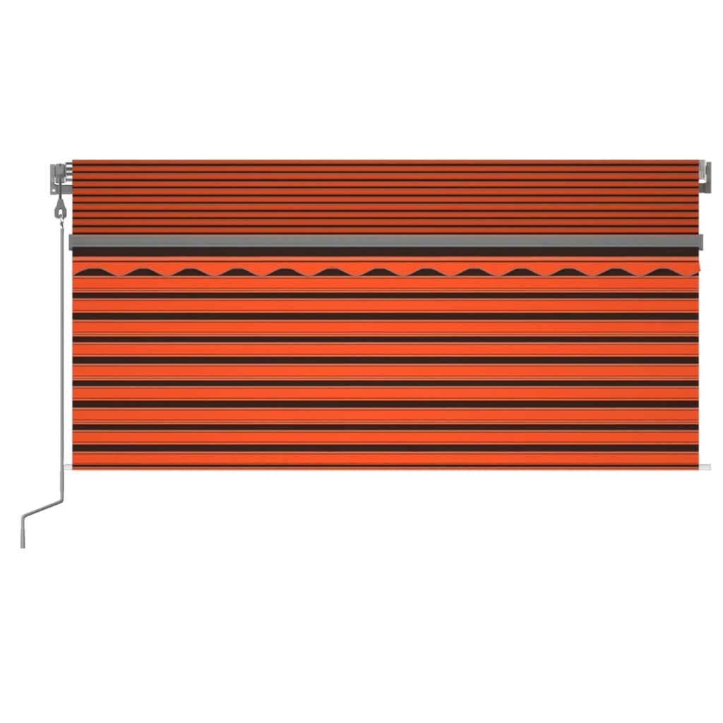vidaXL Автоматичен сенник с щора и LED сензор за вятър 3x2,5 м оранжев