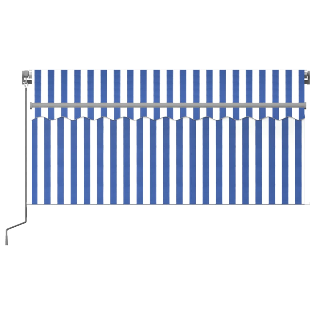 

vidaXL Luifel handmatig uittrekbaar met rolgordijn 3,5x2,5 m blauw wit