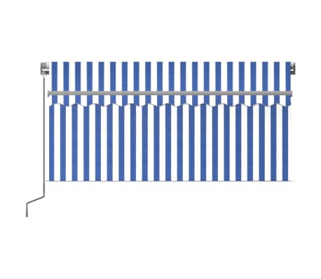vidaXL Copertină retractabilă manual cu stor, albastru&alb, 3,5x2,5 m