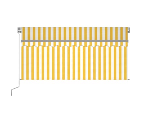 vidaXL Käsin sisäänkelattava markiisi verhot/LED 3,5x2,5 m keltavalk.