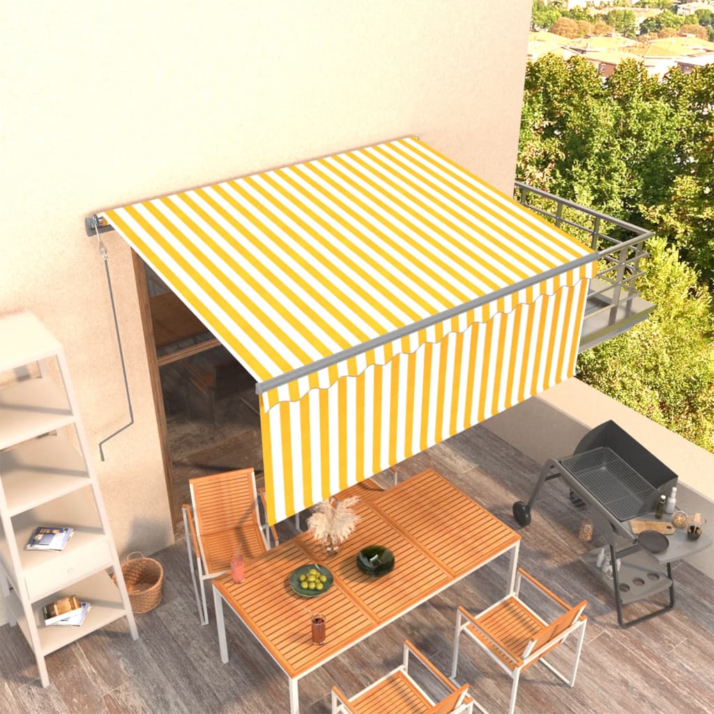 vidaXL Markise Automatisch Einziehbar mit Volant 3,5x2,5 m Gelb & Weiß