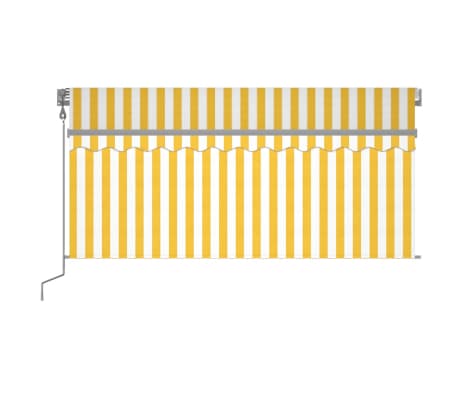 vidaXL Copertină automată cu stor&LED&senzor v&acirc;nt galben&alb 3,5x2,5 m