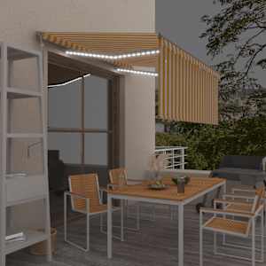 Avtomatska tenda s senčilom LED + senzor 3,5x2,5 m rumena/bela