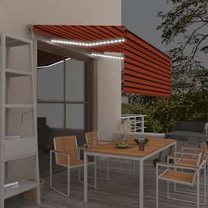 Avtomatska tenda s senčilom LED + senzor 3,5x2,5m oranžna/rjava