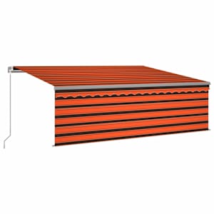 Ručně zatahovací markýza s roletou 4 x 3 m oranžovo-hnědá - obrázek 2