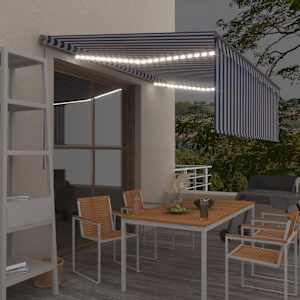 Ručně zatahovací markýza s roletou a LED 4 x 3 m modrobílá - obrázek 1