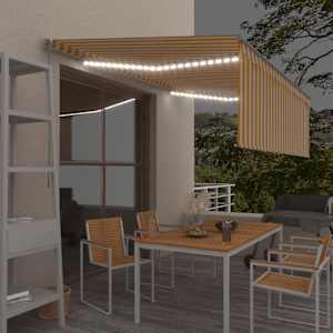 Ručně zatahovací markýza s roletou a LED 4 x 3 m žlutobílá - obrázek 1